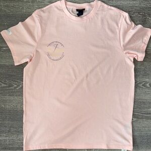 Light blush pink or soft pastel pink, short sleeve T-shirt